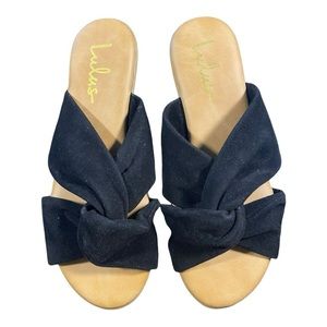 Santana Black Suede Slide Sandals